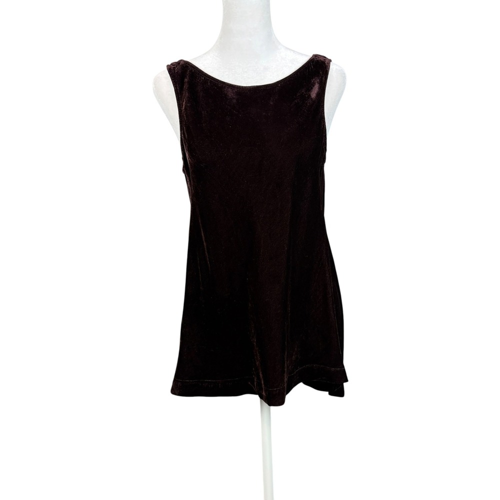 Illia Velvet Cowl Back Tank Top Womens Size 2 Brown Sleeveless Boat Neck Rayon